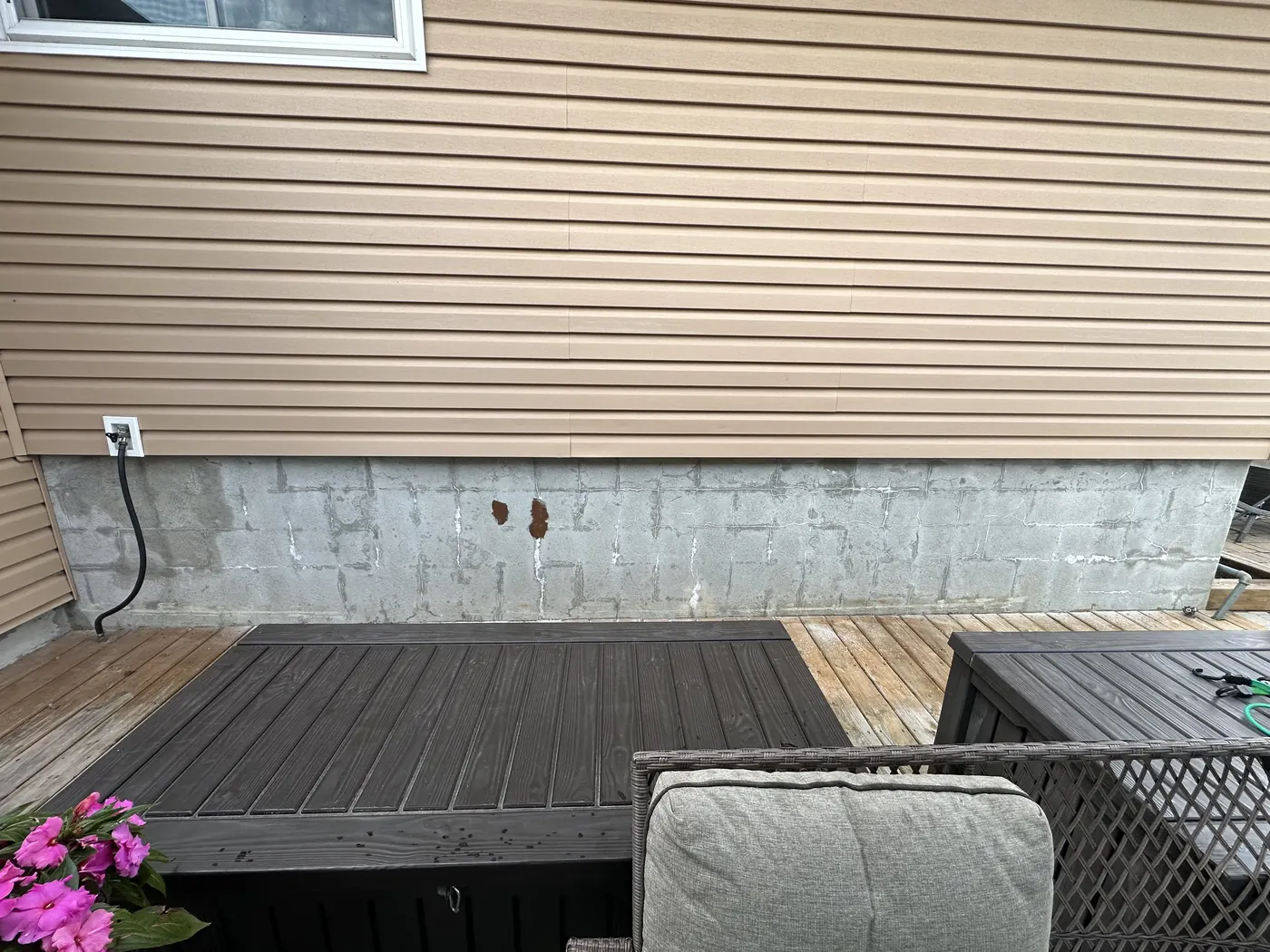 Exterior siding repaint with deck and railing detail